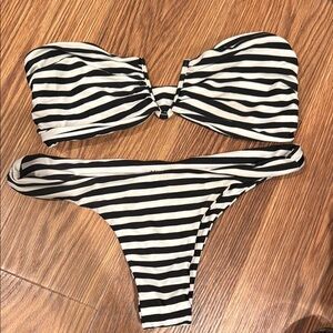 Striped Black and White Bikini Set
